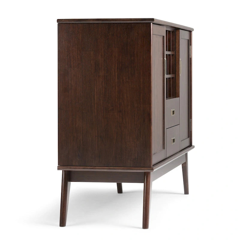 Buffet/Bahut Mid-Century Moderne en Bois Massif avec Étagère à Vin Marron Auburn