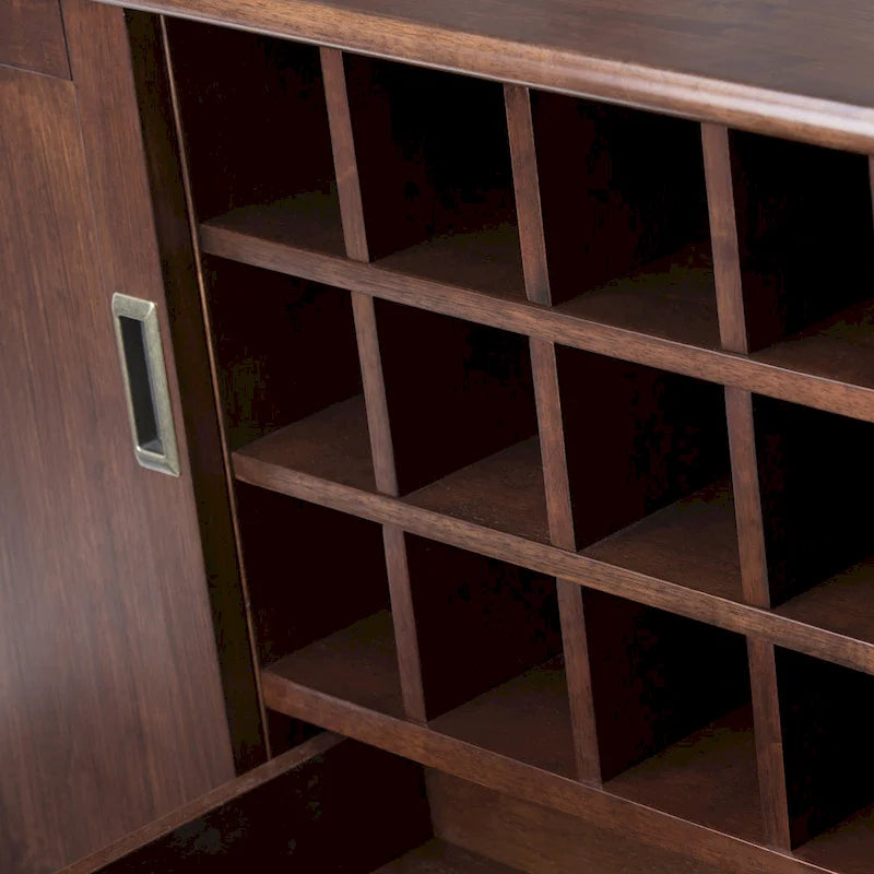 Buffet/Bahut Mid-Century Moderne en Bois Massif avec Étagère à Vin Marron Auburn