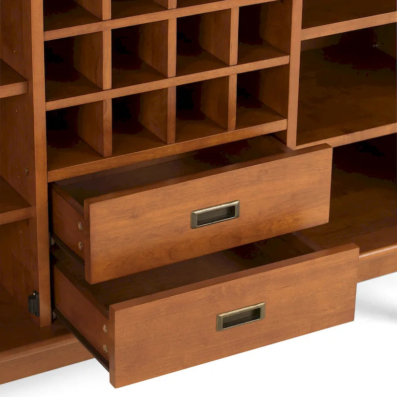 Buffet/Bahut Mid-Century Moderne en Bois Massif avec Étagère à Vin Marron Auburn