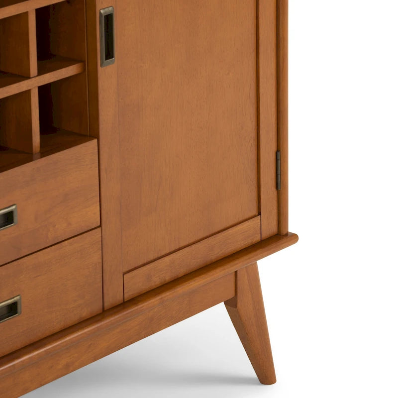 Buffet/Bahut Mid-Century Moderne en Bois Massif avec Étagère à Vin Marron Auburn