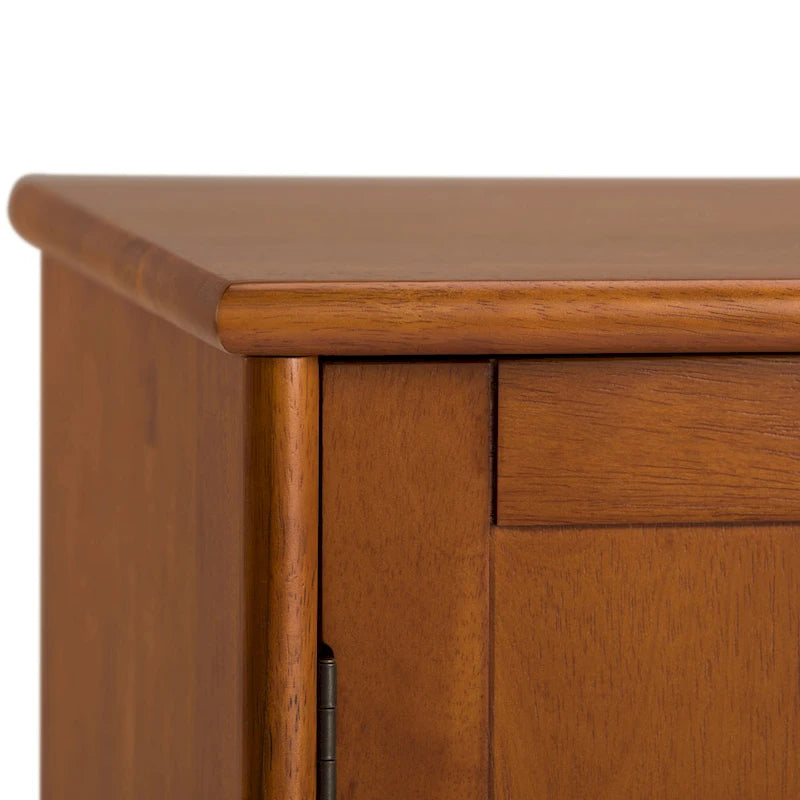 Buffet/Bahut Mid-Century Moderne en Bois Massif avec Étagère à Vin Marron Auburn
