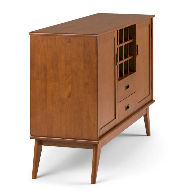 Buffet/Bahut Mid-Century Moderne en Bois Massif avec Étagère à Vin Marron Auburn