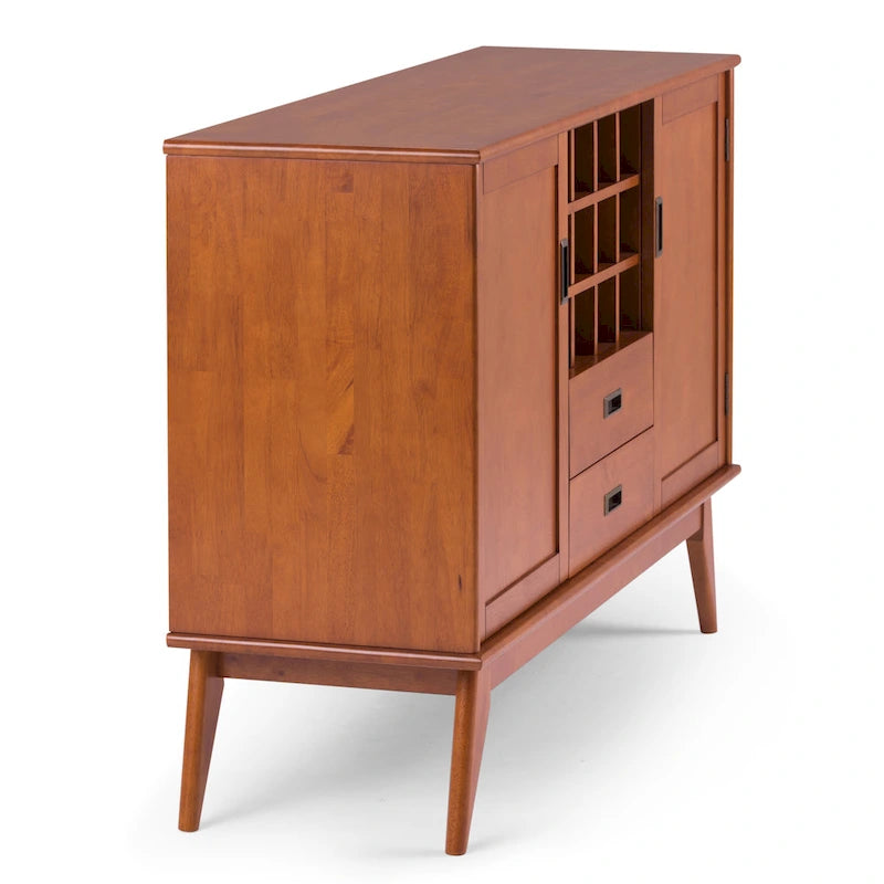 Buffet/Bahut Mid-Century Moderne en Bois Massif avec Étagère à Vin Marron Auburn