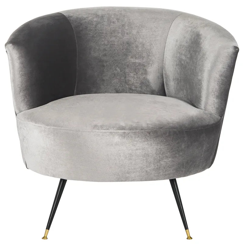 Fauteuil d'appoint en velours tonneau du milieu du siècle avec pieds dorés