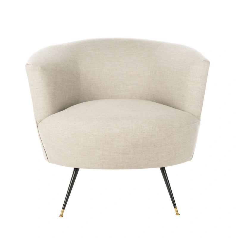 Fauteuil d'appoint en velours tonneau du milieu du siècle avec pieds dorés