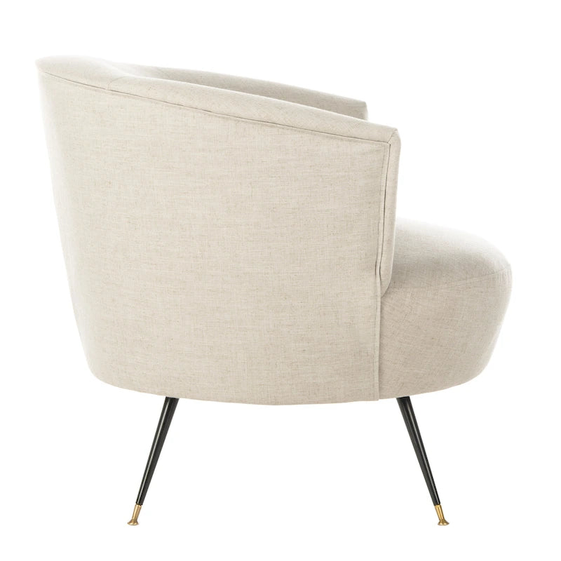Fauteuil d'appoint en velours tonneau du milieu du siècle avec pieds dorés