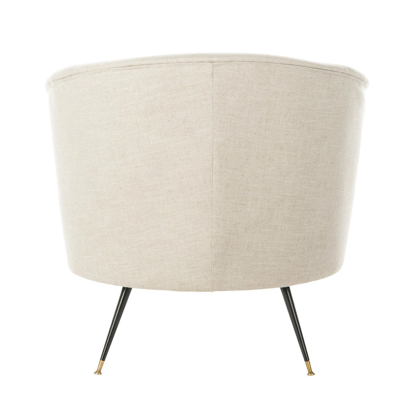 Fauteuil d'appoint en velours tonneau du milieu du siècle avec pieds dorés