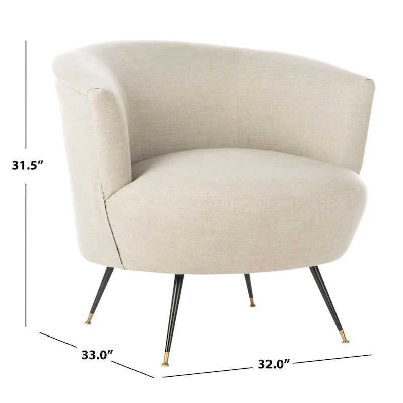 Fauteuil d'appoint en velours tonneau du milieu du siècle avec pieds dorés