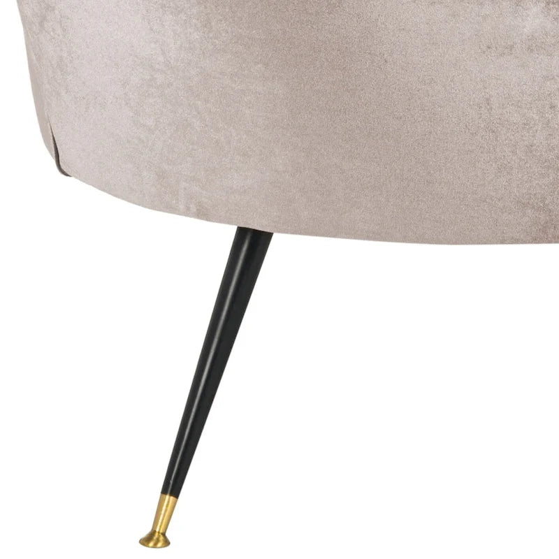 Fauteuil d'appoint en velours tonneau du milieu du siècle avec pieds dorés
