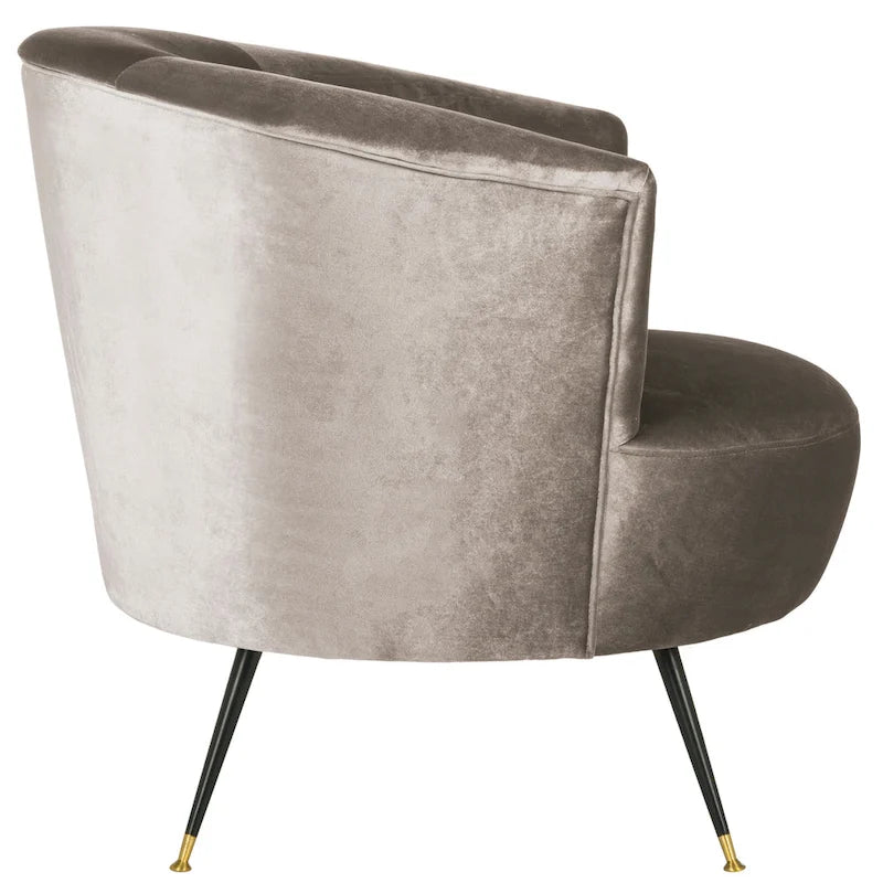Fauteuil d'appoint en velours tonneau du milieu du siècle avec pieds dorés