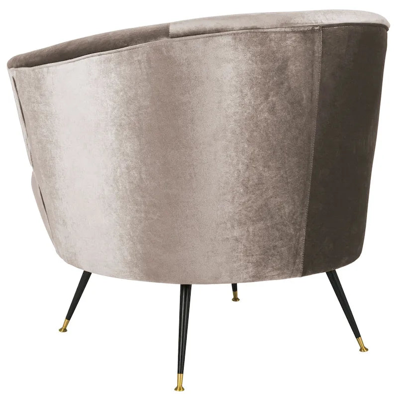 Fauteuil d'appoint en velours tonneau du milieu du siècle avec pieds dorés