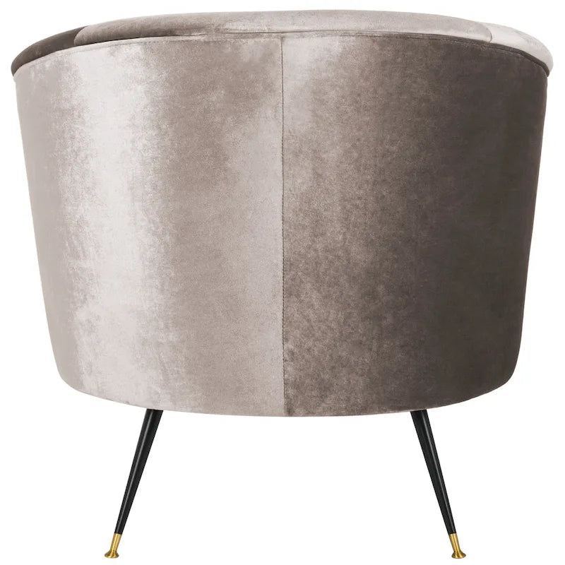Fauteuil d'appoint en velours tonneau du milieu du siècle avec pieds dorés