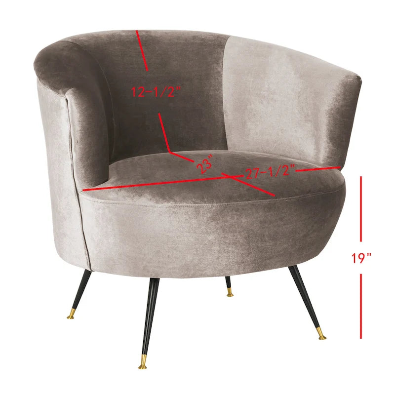 Fauteuil d'appoint en velours tonneau du milieu du siècle avec pieds dorés
