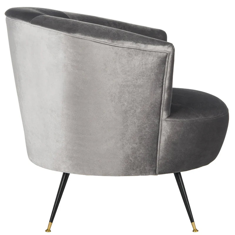 Fauteuil d'appoint en velours tonneau du milieu du siècle avec pieds dorés
