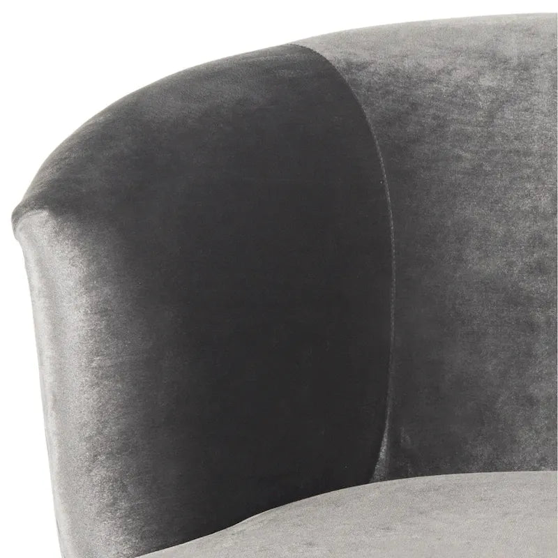 Fauteuil d'appoint en velours tonneau du milieu du siècle avec pieds dorés