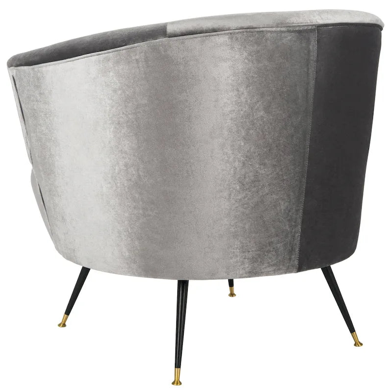 Fauteuil d'appoint en velours tonneau du milieu du siècle avec pieds dorés