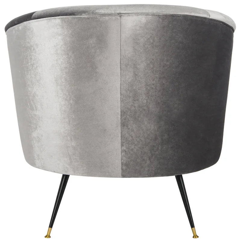 Fauteuil d'appoint en velours tonneau du milieu du siècle avec pieds dorés
