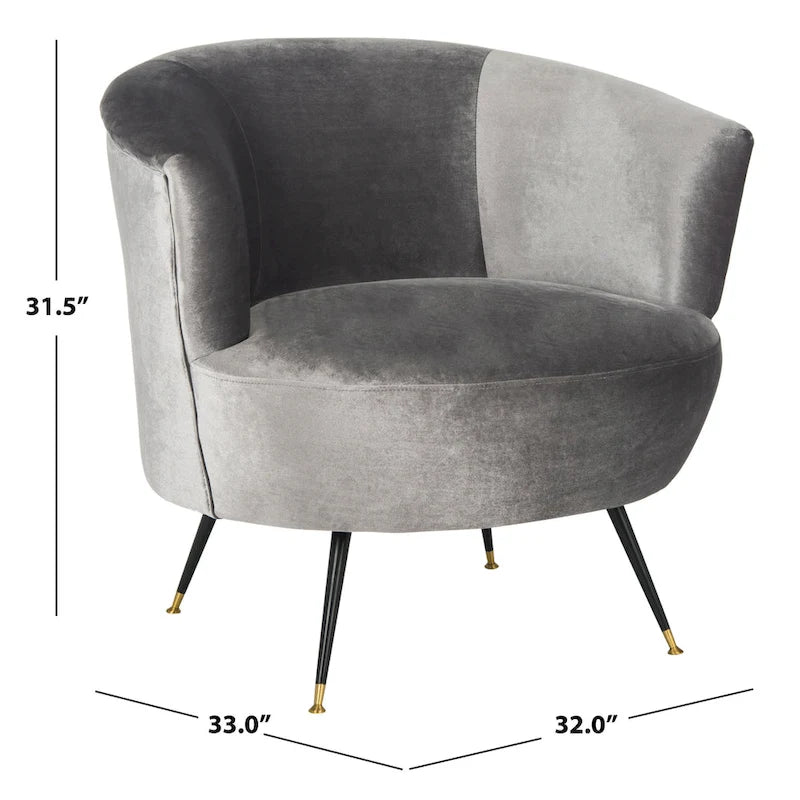 Fauteuil d'appoint en velours tonneau du milieu du siècle avec pieds dorés