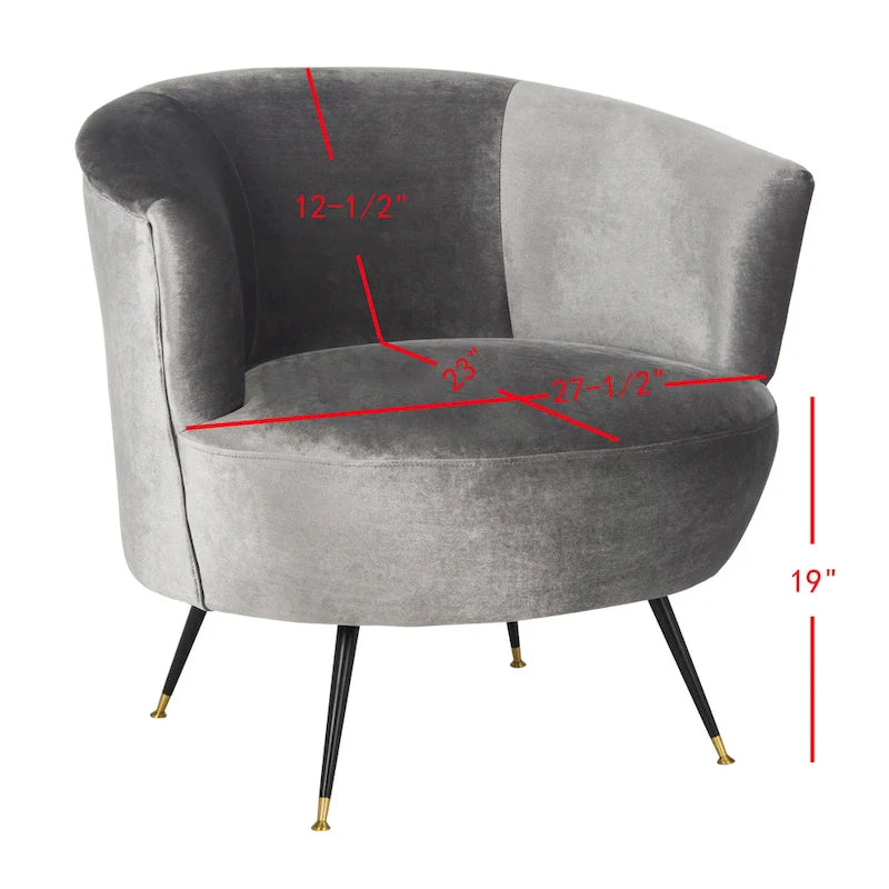 Fauteuil d'appoint en velours tonneau du milieu du siècle avec pieds dorés