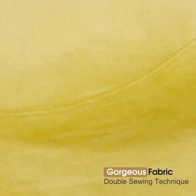 Chaise de salle à manger en velours jaune, dossier galbé, style milieu du siècle