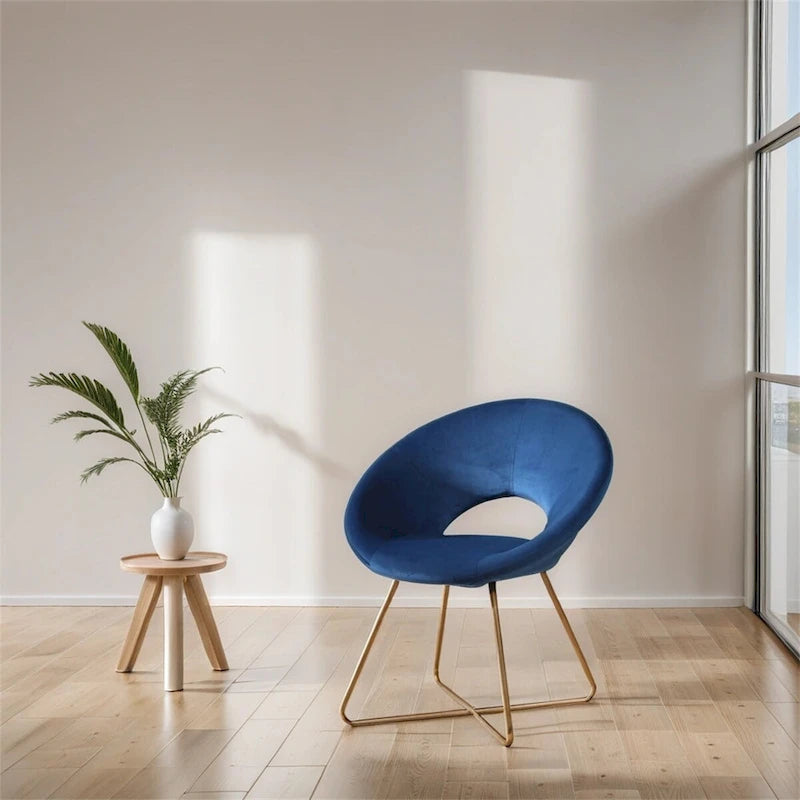 Silky Velvet Upholstered Accent Chair with Gold Tone Finished Base