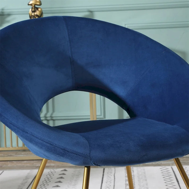 Fauteuil d'appoint rond en velours avec piètement luge en métal doré, vert gris bleu