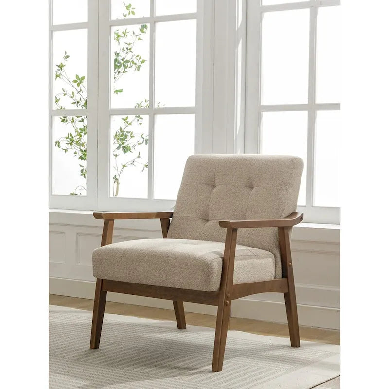 Porthos Home Galina Fabric Accent Chair with Rubberwood Legs