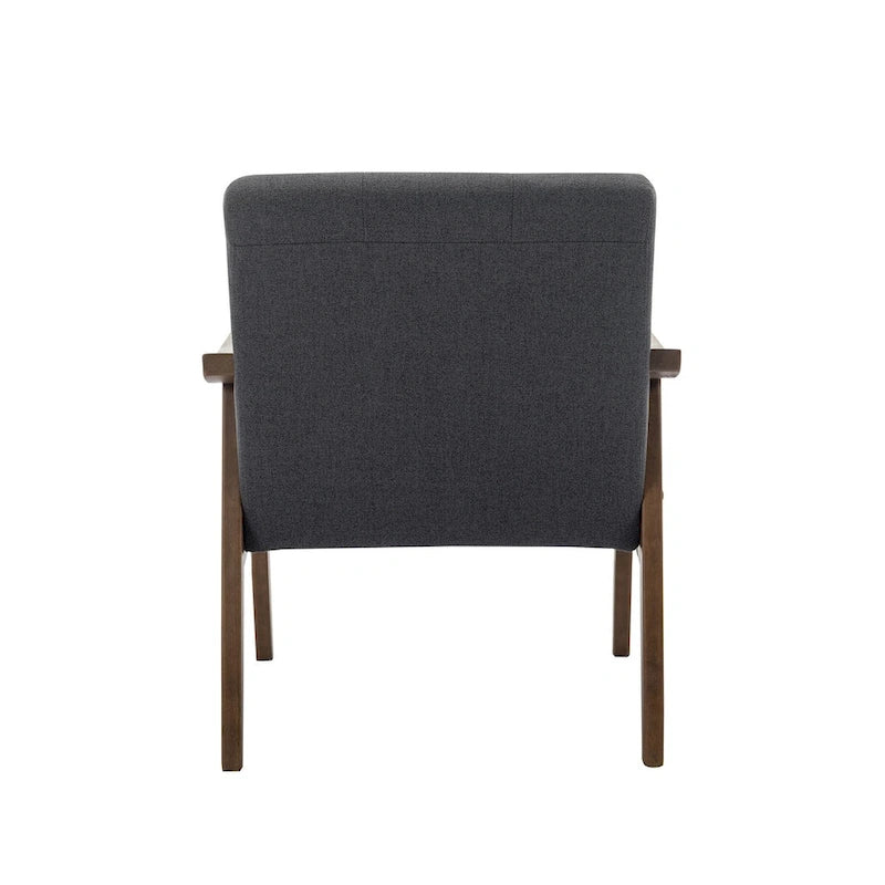 Fauteuil d'appoint capitonné en tissu de style Mid-Century avec pieds en bois d'hévéa