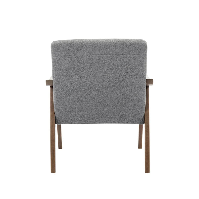 Fauteuil d'appoint capitonné en tissu de style Mid-Century avec pieds en bois d'hévéa
