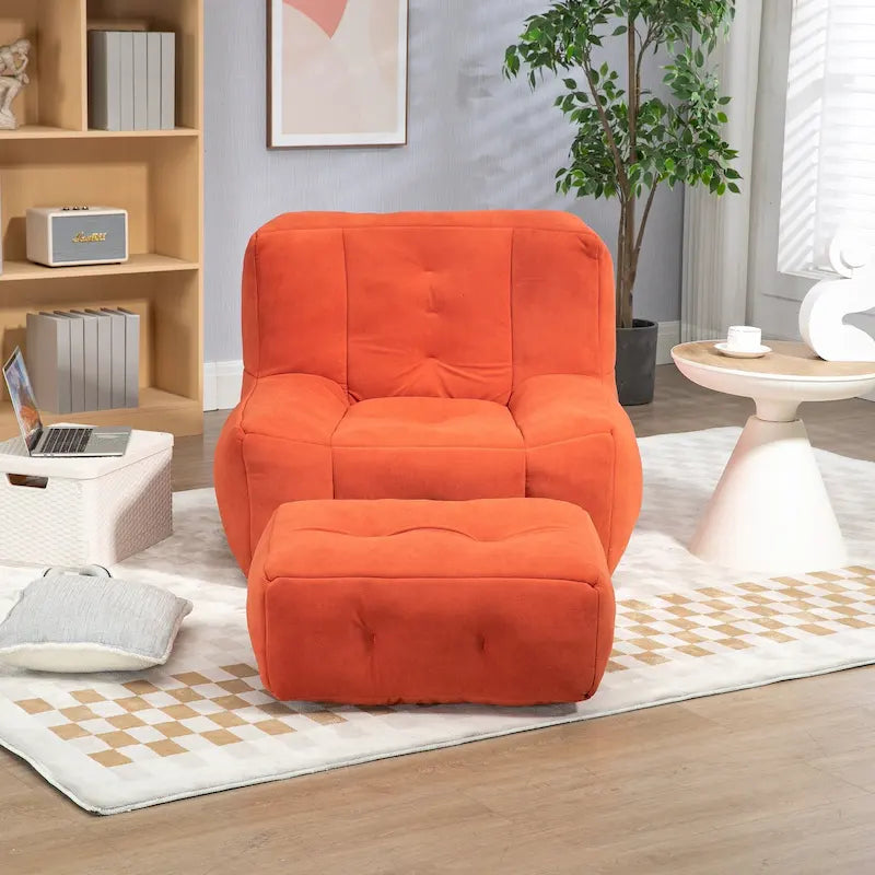Fauteuil d'appoint surdimensionné en velours capitonné, siège de salon rembourré en mousse souple