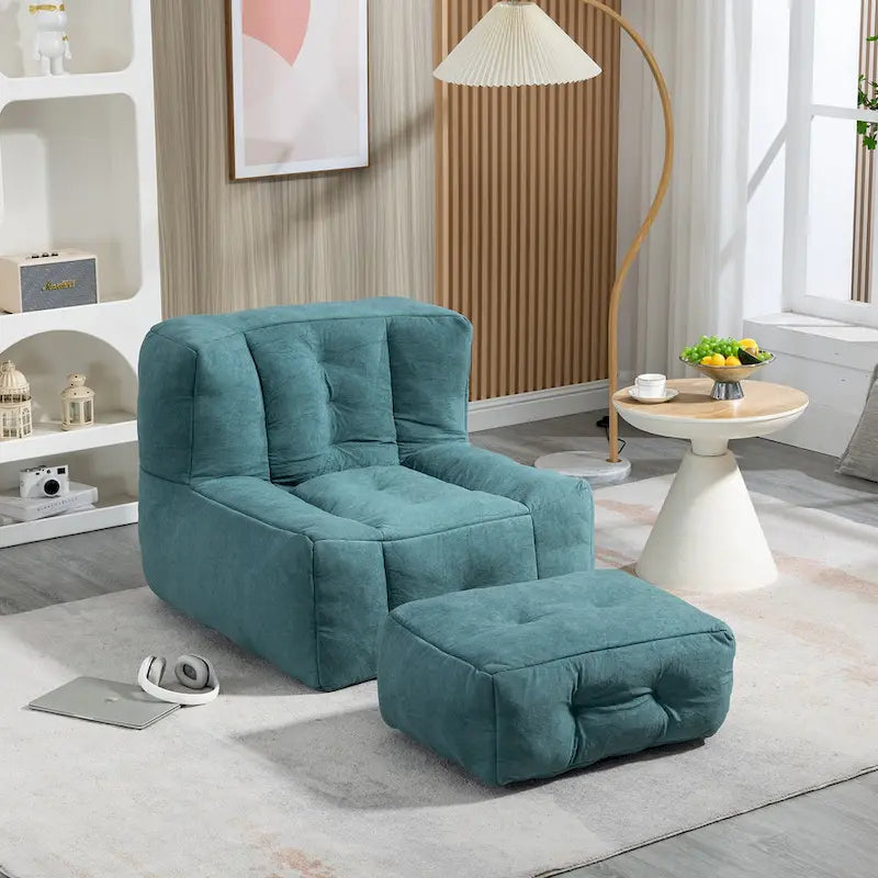 Fauteuil d'appoint surdimensionné en velours capitonné, siège de salon rembourré en mousse souple