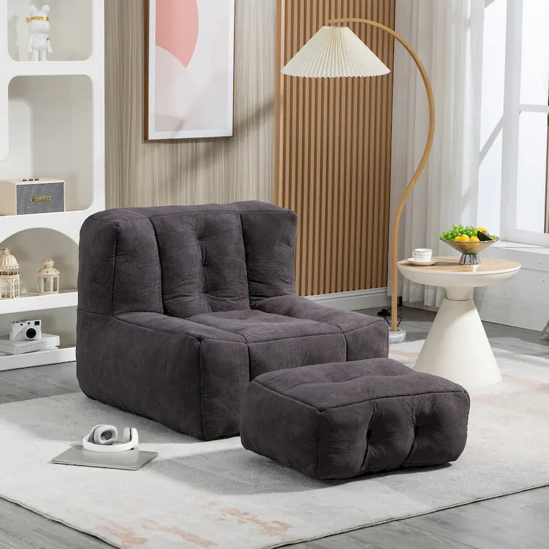 Fauteuil d'appoint surdimensionné en velours capitonné, siège de salon rembourré en mousse souple