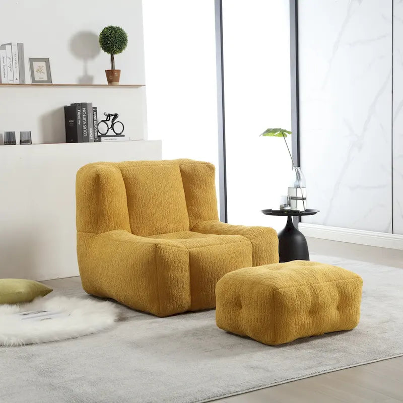 Fauteuil d'appoint surdimensionné en velours capitonné, siège de salon rembourré en mousse souple