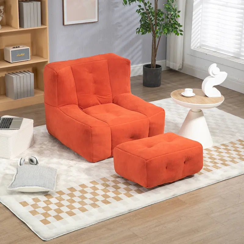 Fauteuil d'appoint surdimensionné en velours capitonné, siège de salon rembourré en mousse souple