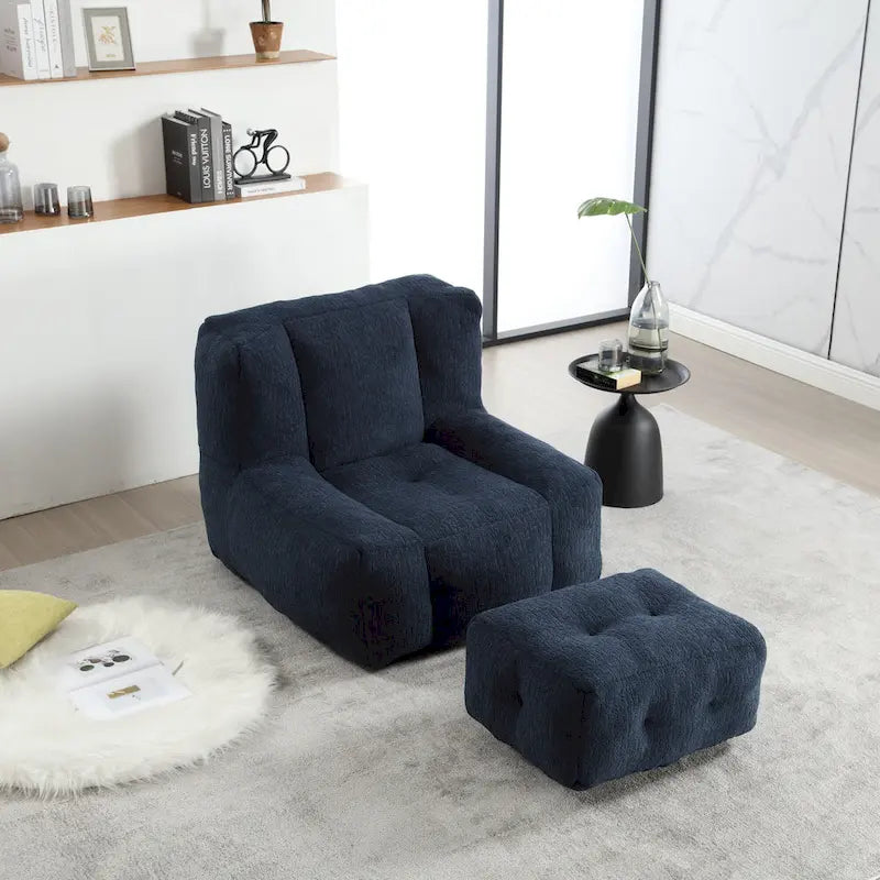 Fauteuil d'appoint surdimensionné en velours capitonné, siège de salon rembourré en mousse souple
