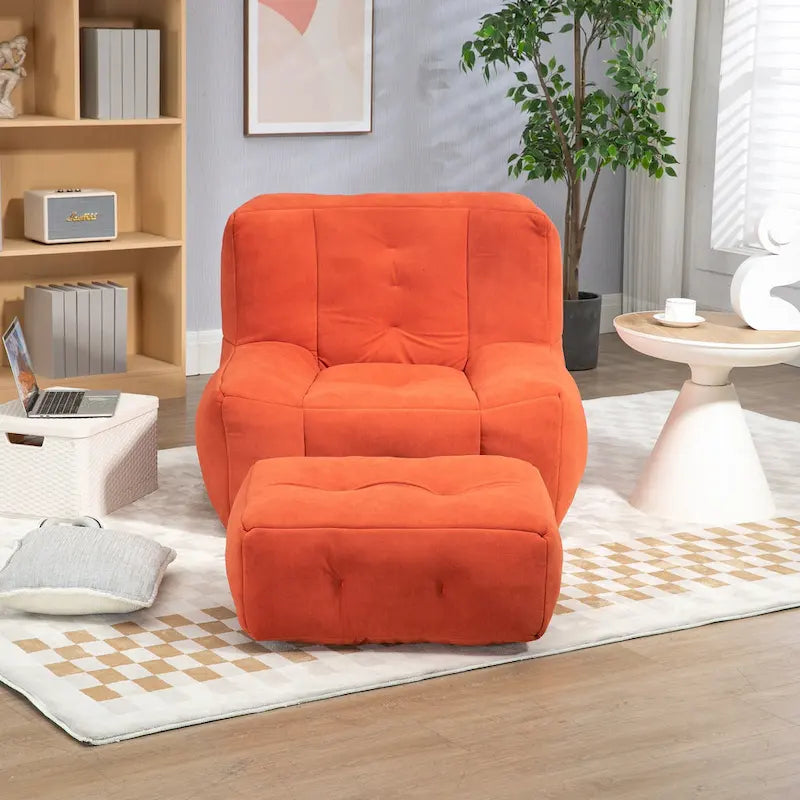 Fauteuil d'appoint surdimensionné en velours capitonné, siège de salon rembourré en mousse souple