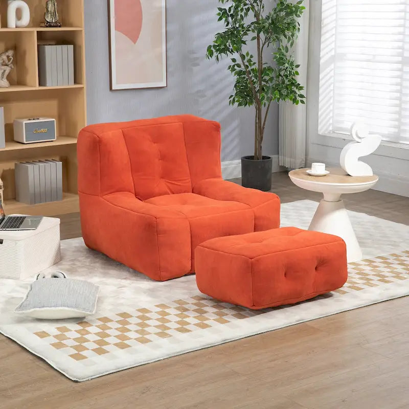 Fauteuil d'appoint surdimensionné en velours capitonné, siège de salon rembourré en mousse souple