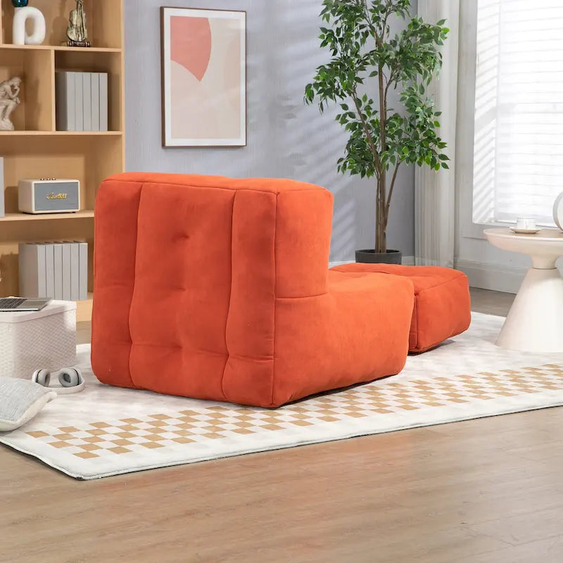 Fauteuil d'appoint surdimensionné en velours capitonné, siège de salon rembourré en mousse souple