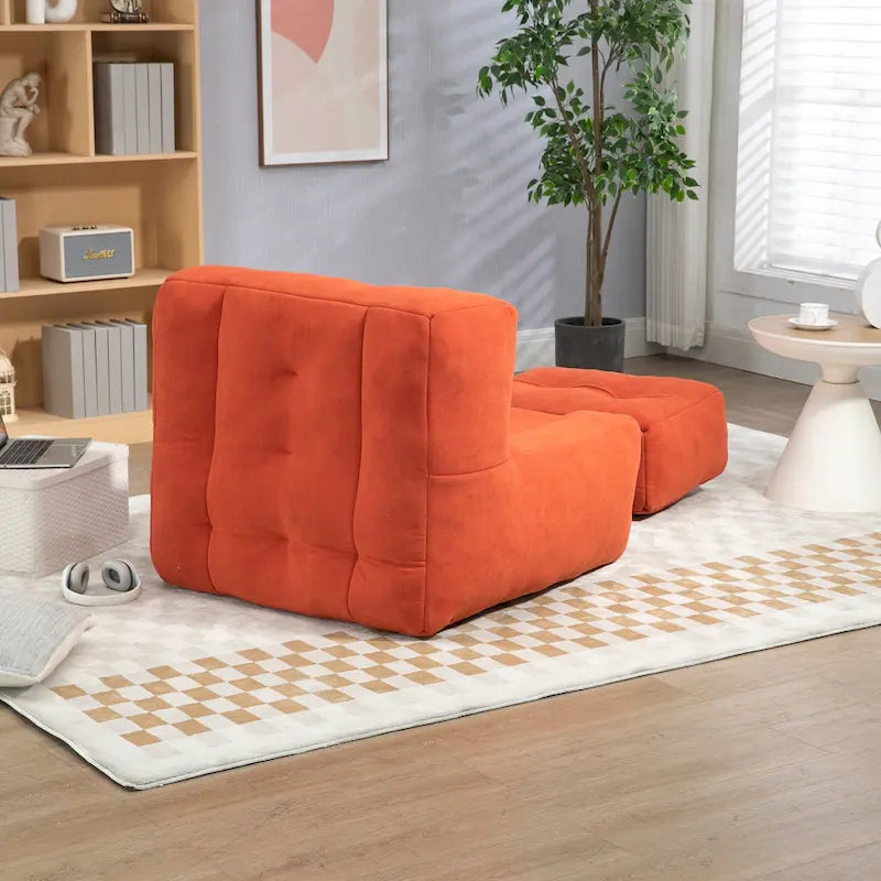 Fauteuil d'appoint surdimensionné en velours capitonné, siège de salon rembourré en mousse souple
