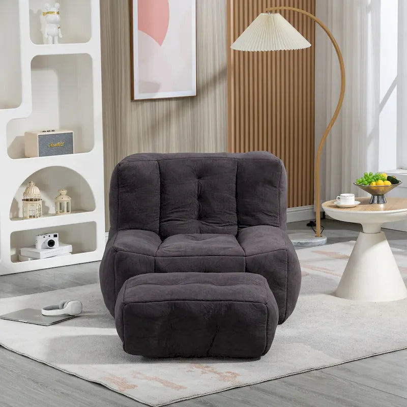 Fauteuil d'appoint surdimensionné en velours capitonné, siège de salon rembourré en mousse souple