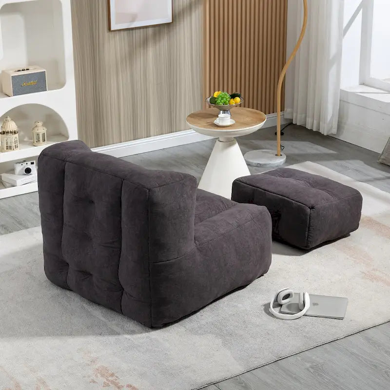 Fauteuil d'appoint surdimensionné en velours capitonné, siège de salon rembourré en mousse souple