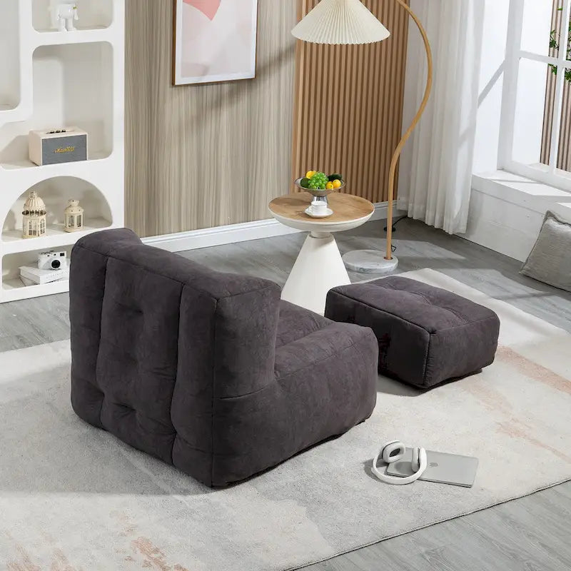 Fauteuil d'appoint surdimensionné en velours capitonné, siège de salon rembourré en mousse souple
