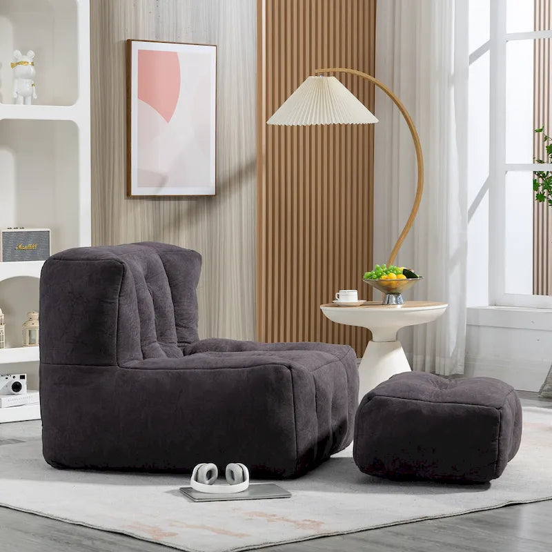 Fauteuil d'appoint surdimensionné en velours capitonné, siège de salon rembourré en mousse souple