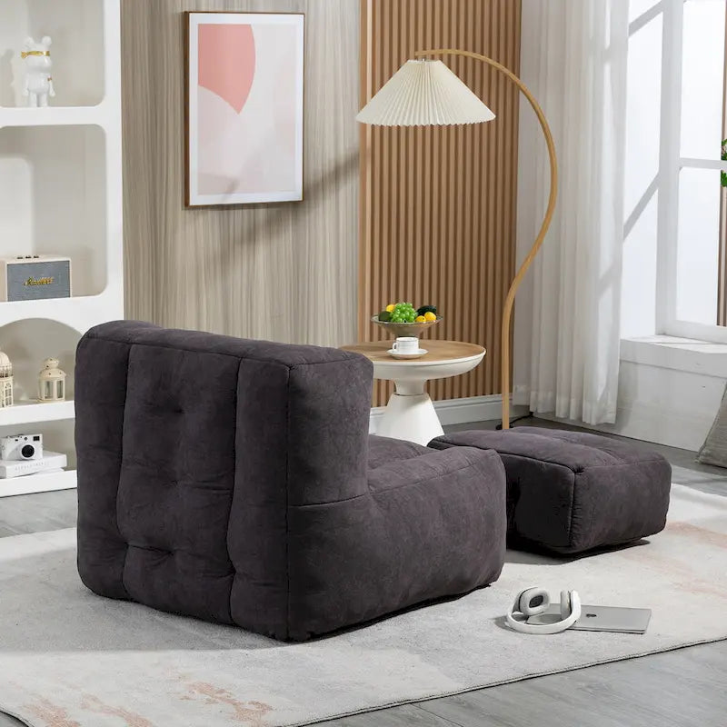 Fauteuil d'appoint surdimensionné en velours capitonné, siège de salon rembourré en mousse souple