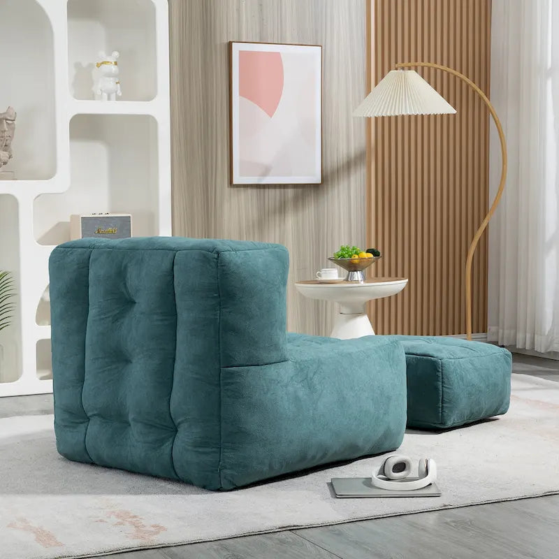 Fauteuil d'appoint surdimensionné en velours capitonné, siège de salon rembourré en mousse souple
