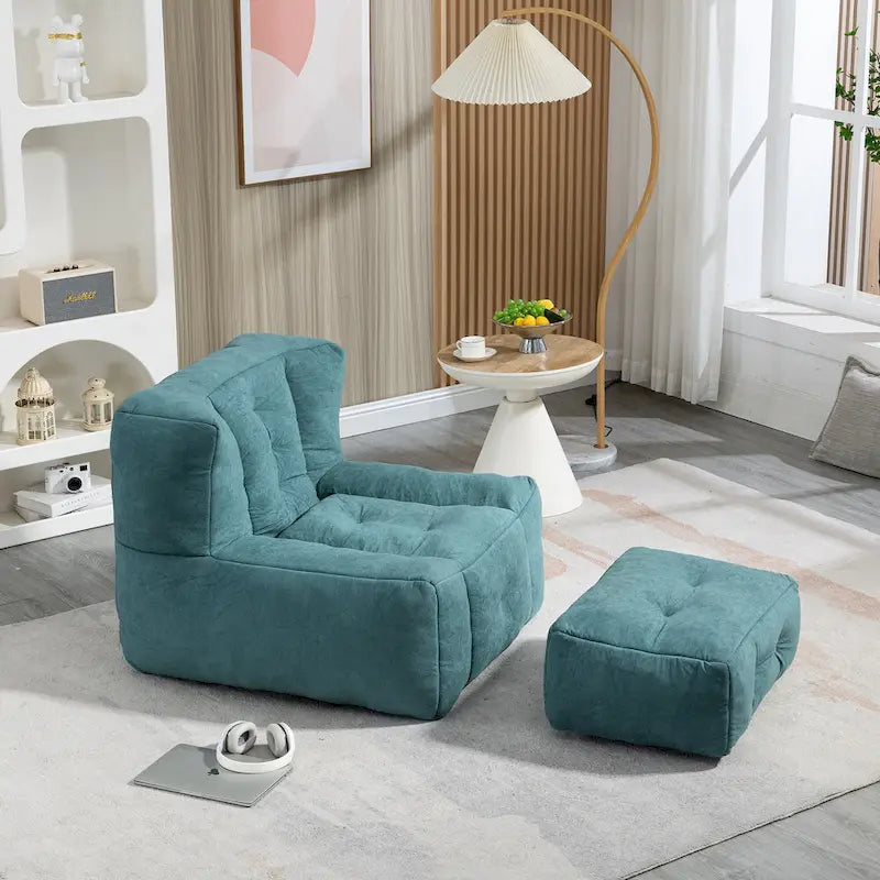 Fauteuil d'appoint surdimensionné en velours capitonné, siège de salon rembourré en mousse souple