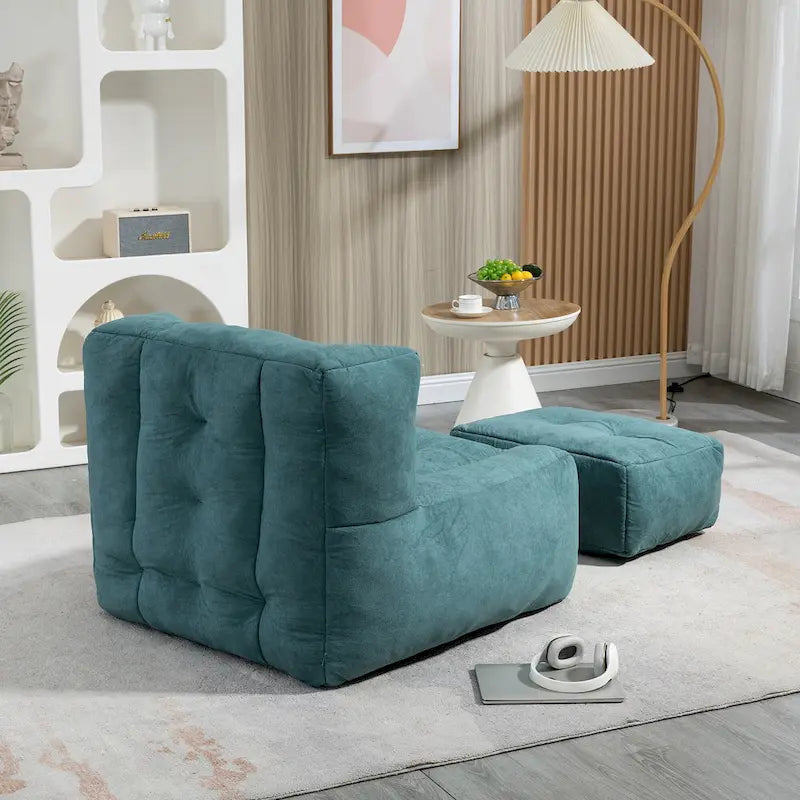 Fauteuil d'appoint surdimensionné en velours capitonné, siège de salon rembourré en mousse souple
