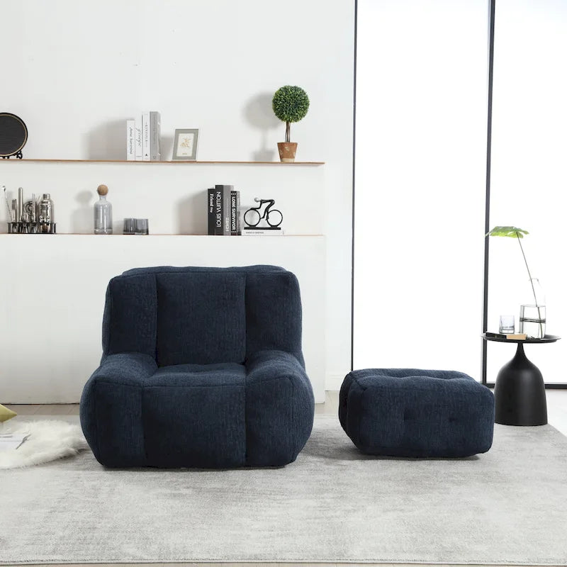 Fauteuil d'appoint surdimensionné en velours capitonné, siège de salon rembourré en mousse souple