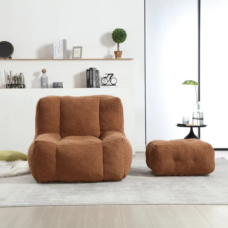 Fauteuil d'appoint surdimensionné en velours capitonné, siège de salon rembourré en mousse souple