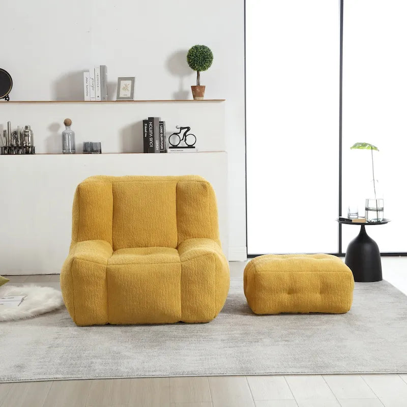 Fauteuil d'appoint surdimensionné en velours capitonné, siège de salon rembourré en mousse souple